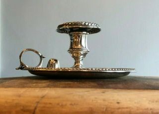 Victorian Large Size Silver Plated Bedside Candle Holder By Elkington & Co 5645