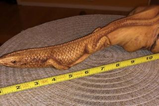 Rare 1 Of A Kind Reptile Lizard Hand Carved Wood Wooden Statue Carving