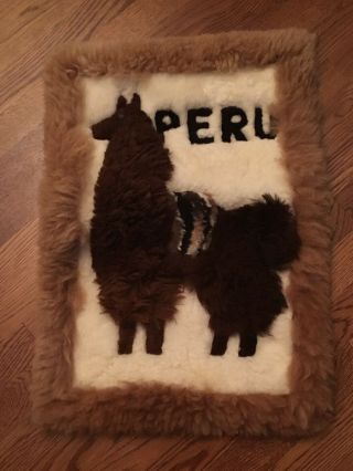 Rare Soft Llama Vicuna Alpaca Fur Wool Wall Hanging Rug Peru 24 " X 16 1/2”