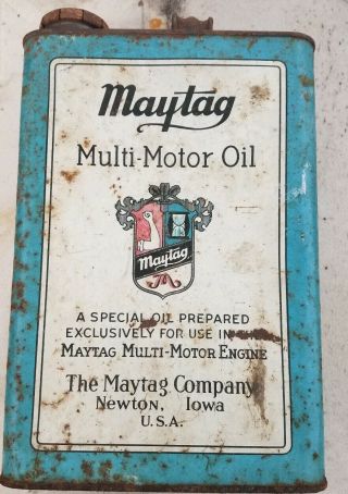 Vintage Maytag Multi - Motor Oil & Gas Fuel Mixing Can/tin Rare Quart 3