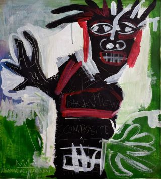 Vintage Abstract Painting Signed Jean - Michel Basquiat Modern Art