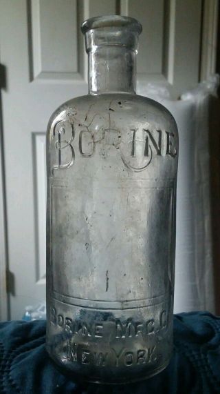 Antique Vintage Borine Mfg Co.  Chemical Bottle.  Hard To Find Large Size