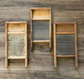 3 Vintage Washboards Metal And Glass