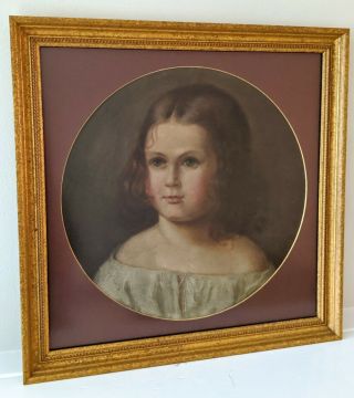 Antique Early 20th Century Oil Painting Portrait Of A Young Girl 3