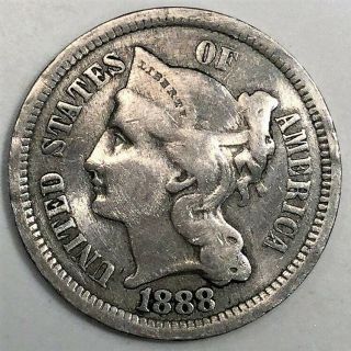 1888 Three Cent Nickel Coin Rare Date