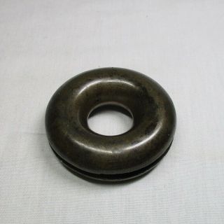 A185: Rare Antique Edo Japanese Copper Horse Bell " Barei " Doughnut Shape Futaoki