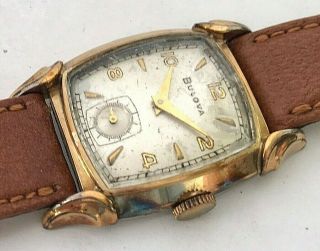 Vintage Bulova Swiss Hand Winding Mens Watch With Fancy Curved Lugs,  Cal.  10bc
