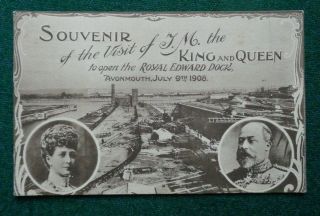 Antique Royal English Postcard King Edward Vii Queen Alexandra Docks Souvenir