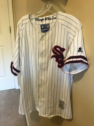 Rare Vintage Chicago White Sox Starter Jersey Size L 1959 White Pinstripes Mlb