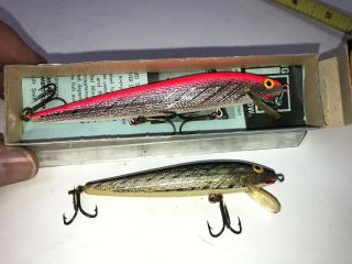 Vintage Rebel Floater Minnow Fishing Lure Fl Pink 5.  75” W/box & Gold 4 1/2 " Body