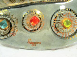 OLD HIGGINS MID CENTURY MOD ART GLASS BEJEWELED & GILDED ASH TRAY 2
