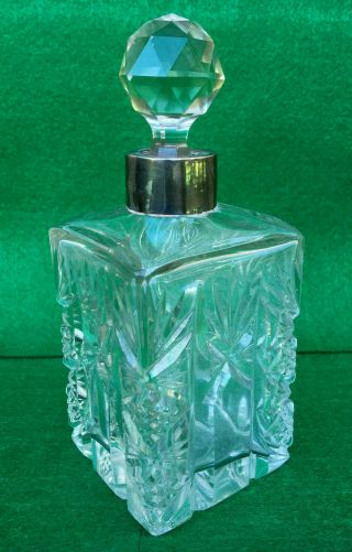 Vintage Wwh Art Deco Solid Silver Cut Glass Perfume Bottle Decanter Assay 1923