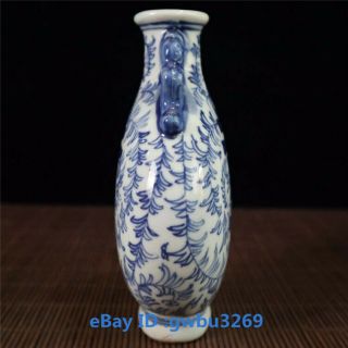 Chinese blue and white Porcelain Vase Hand - painted the word blessing ears flat 3