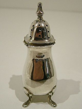Quality Edwardian Hm1906 Antique Solid English Silver Pepper Cellar Shaker 834