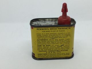 Vintage Pennzoil Oil Can handy Oiler household rare Tin Gas Station not full hh 3