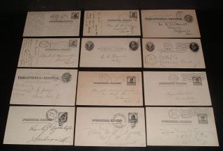 Lqqk 12 Antique Early 1900s U.  S.  Letter Postal Cards,  Oh. ,  Mich. ,  Dc. ,  Iowa,  Me.