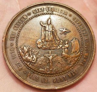 Rare Vintage 1869 Italy Vatican Medal By Blondelet Pope Pius Ix Conciliation