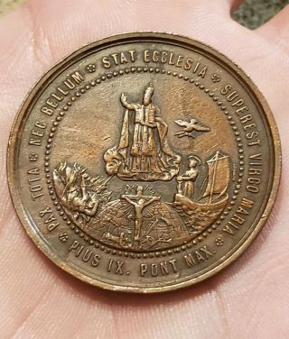 RARE VINTAGE 1869 ITALY VATICAN MEDAL BY BLONDELET POPE PIUS IX CONCILIATION 3