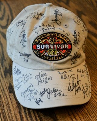 Rare Survivor Fiji Hat Signed By 37 Cast Members From The Old School