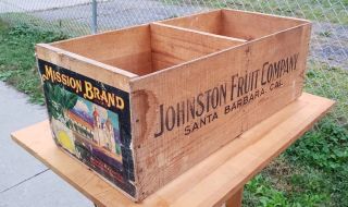 Antique Johnston Fruit Co.  Santa Barbara Mission Sunkist Lemons Label Box Crate