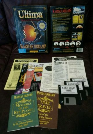 Ultima Martian Dreams Worlds Of Adventure 2 Ibm Pc Big Box 3.  5 Disks Rare