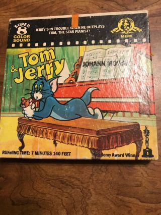 Vintage Tom & Jerry Mgm 8 Color Sound Johann Mouse 8mm Film Reel - Rare