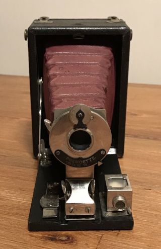 Antique 1903 Premoette Bausch & Lomb Folding Camera Red Bellows - Work