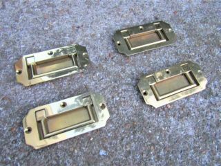 Set Of 4 Vintage Brass Handles Related Lock Box Key Writing Slope Chest Drawers