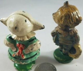 TWO RARE VINTAGE HUBLEY DOLLY DINGLE CAST IRON PAPERWEIGHTS.  BOY AND GIRL 3