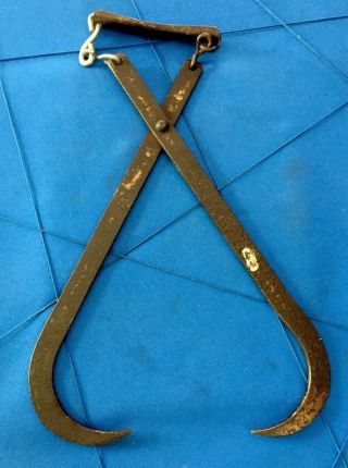 Antique Iron Grab Skidding Tongs Log or Ice Grabber - Logging Hook 2
