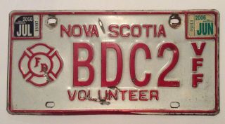 Rare 2008 Nova Scotia Volunteer Fire Fighter License Plate Red Vff Bdc2