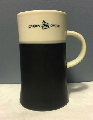 Rare Black Caribou Coffee Ceramic Tall Coffee Mug Cup 6 " Tall Retired Logo