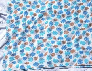 Rare Vintage Wilendure Blue Print Tablecloth Nubby Cotton Terry 48x53 Picnicvguc