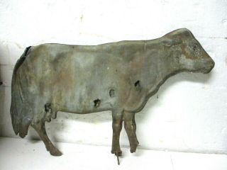 14.  5 " Antique Cow Weather Vane Topper Circa 1910 - 1920s W/bullet Holes Tin