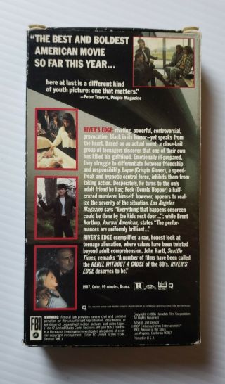 River ' s Edge VHS 1987 Embassy Cult Rare Keanu Reeves Crispin Glover HTF 2