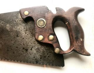 RICHARDSON BROTHERS ANTIQUE 26 INCH 7 POINT HAND SAW WITH SHARP TAPERED BLADE. 3