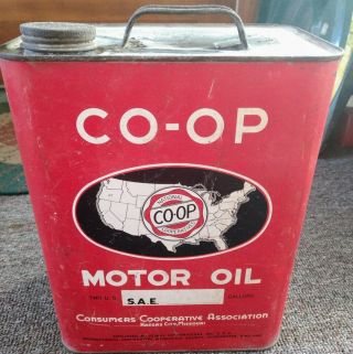 Rare Vintage National Co - Op Motor Oil 2 Gallon Can.  Kansas City