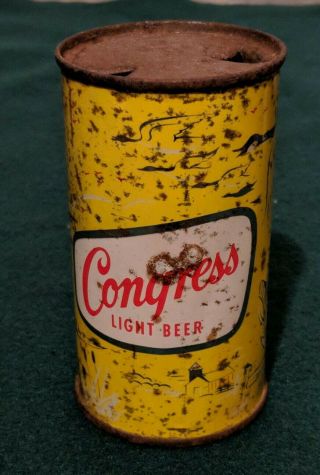 Rare Congress Flat Top Beer Can - Syracuse Ny
