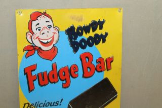 Rare Vintage Howdy Doody Fudge Bar Ice Cream Embossed Metal Sign Gas Oil