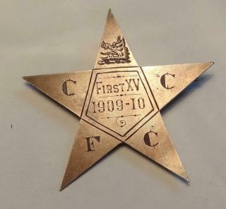 Antique Silver Rugby Star Badge - First Fifteen 1909 - 10