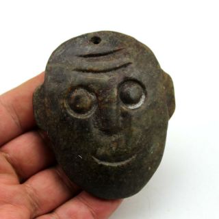 H010 Ancient Chinese Hongshan Culture Old Jade Human Mask Amulet Pendant 3.  0 "