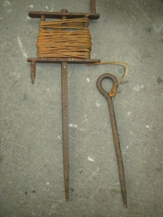 Antique Vintage Garden String Line Marker Reel Winder/pin Allotment Tool
