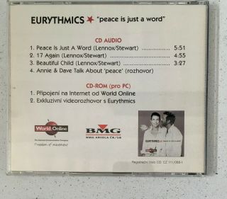 Eurythmics Very Rare Czech Republic Cd Peace Is Just A Word Annie Lennox