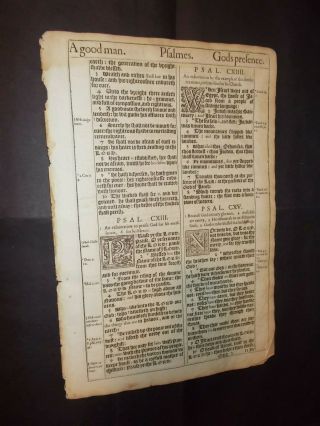 1611 Kjv Bible - Psalms 112 - 118 (113 - 117 Complete) - Folio - Rare - 1st Ed.  - 2nd Printing