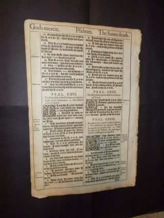 1611 KJV Bible - Psalms 112 - 118 (113 - 117 complete) - Folio - RARE - 1st Ed.  - 2nd Printing 2
