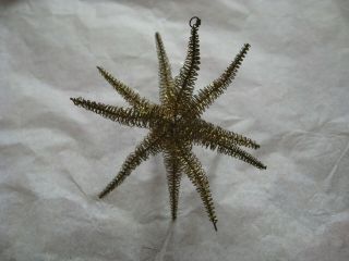 3 1/2 " Vintage Antique German Golden Tinsel Krinkle Wire Star Christmas Ornament