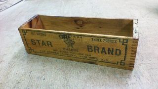 Vintage Cheese Crate Wooden Box Star Brand Borden Company York,  N.  Y.