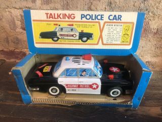 Yonezawa Vintage Tin Talking Police Car W/original Box Friction Toy Rare Japan