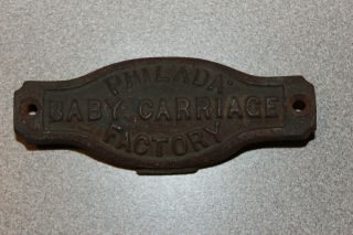 Rare Vtg Philadelphia Baby Carriage Factory Cast Iron Plate Advertising Badge