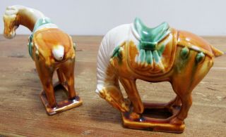 Small Chinese Sancai Glazed War Horses,  Tang Horses,  一对小中国三彩釉面战马，唐马